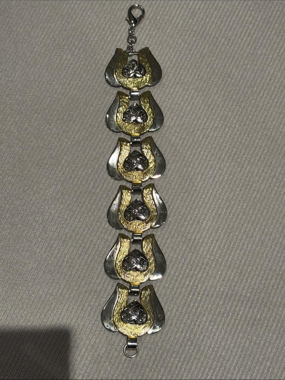 Two-Tone Floral Link Bracelet - Gold & Silver